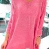 She & Sky Knitted Sweater With Folded Cuffs - Candy Pink