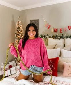 POL Hot Pink Pink Fleece Pullover Women's Clothing