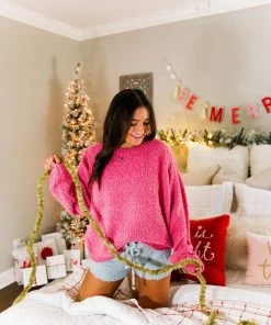 POL Hot Pink Pink Fleece Pullover Women's Clothing