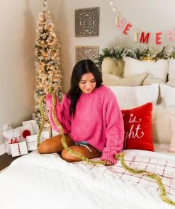 POL Hot Pink Pink Fleece Pullover Women's Clothing