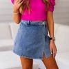 Cloud Ten Skyy Front Zipper Medium Wash Denim Skort Women's Clothing