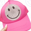 Vintage Distressed Hot Pink Rhinestone Smiley Face Trucker Hat 2 Vintage Distressed Hot Pink Rhinestone Smiley Face Trucker Hat