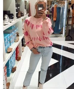 Le Lis Women's Clothing Hot Pink Tie Dye Sweatshirt