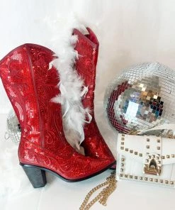 Helens Heart Iconic Babe Red Sequin Western Boots 9 Helens Heart Iconic Babe Red Sequin Western Boots