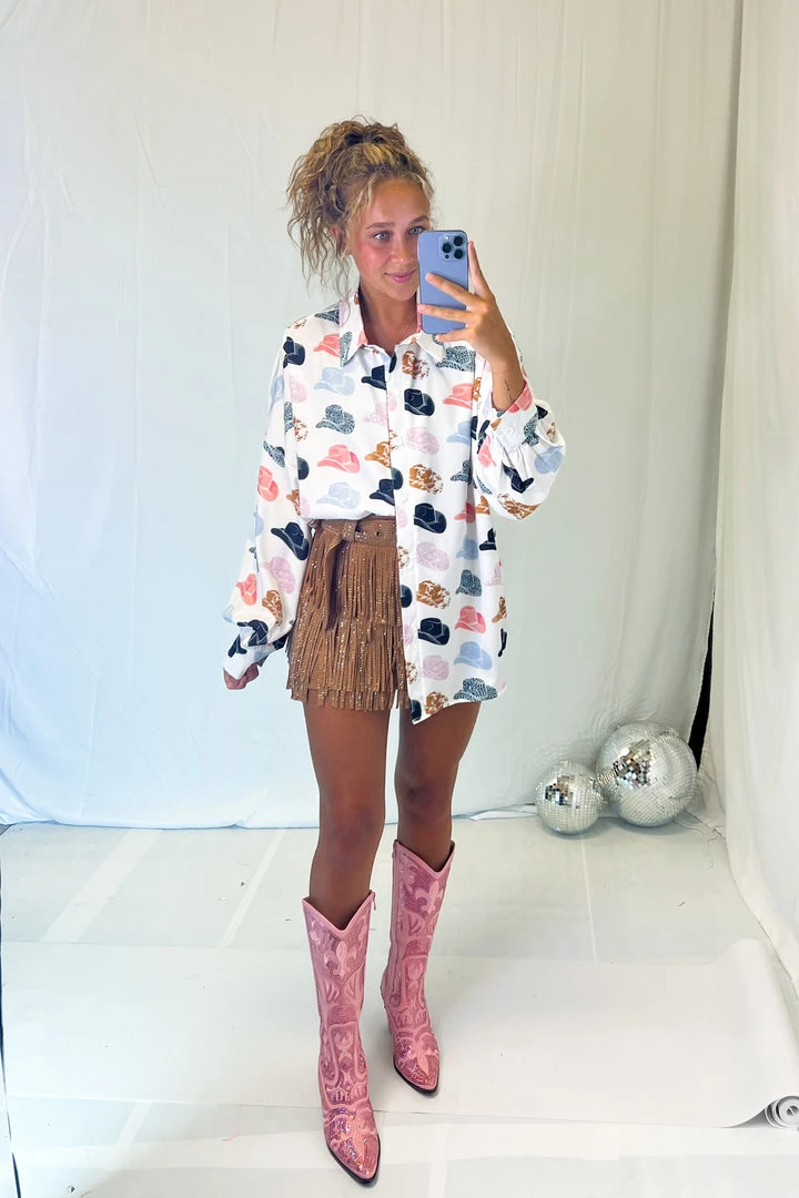 Nylon Apparel White Cowboy Hat Button Down Women's Clothing 8 Nylon Apparel White Cowboy Hat Button Down Women's Clothing