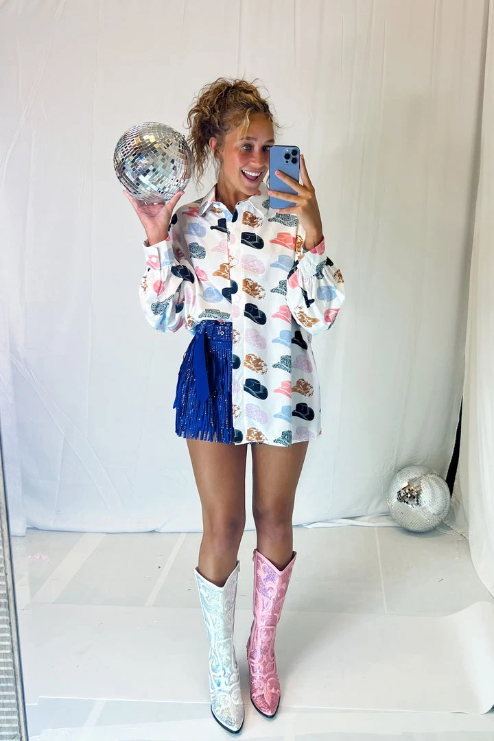 Nylon Apparel White Cowboy Hat Button Down Women's Clothing 7 Nylon Apparel White Cowboy Hat Button Down Women's Clothing