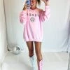 Vintage Distressed Moody Pink Crewneck Sweatshirt Women's Clothing