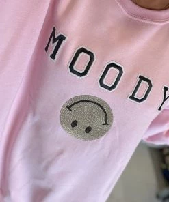Vintage Distressed Moody Pink Crewneck Sweatshirt Women's Clothing