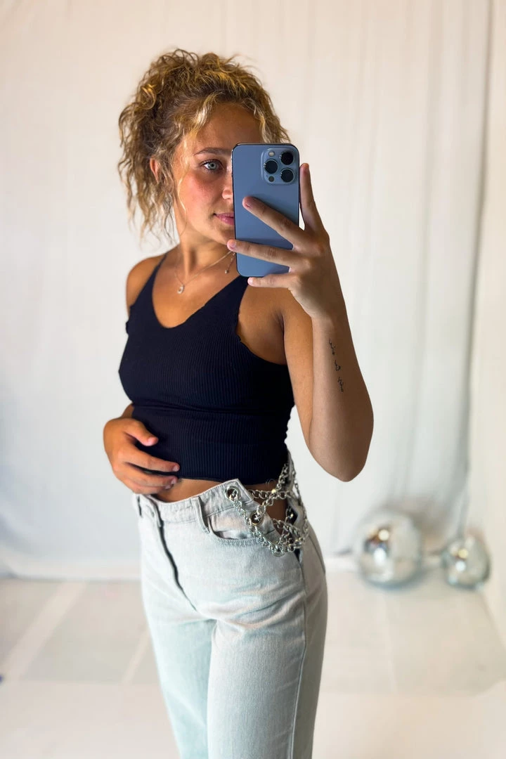 Blu Blush Grey High Waisted Chain Detail Jeans 5 Blu Blush Grey High Waisted Chain Detail Jeans