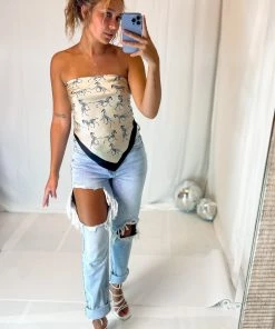 LA Trading Co Zebra Satin Scarf Top Vacation