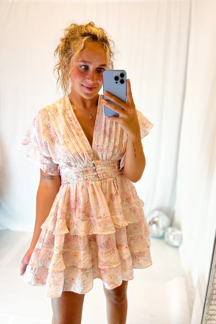 Storia Blush Floral Pattern Ruffle Dress 3 Storia Blush Floral Pattern Ruffle Dress