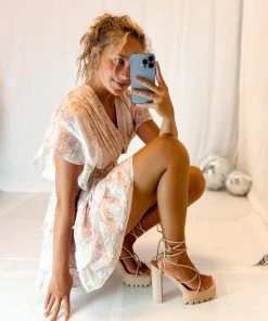 Lilliana New Arrivals Smookie Nude Strappy Lace Up Block Heels 7 Lilliana New Arrivals Smookie Nude Strappy Lace Up Block Heels