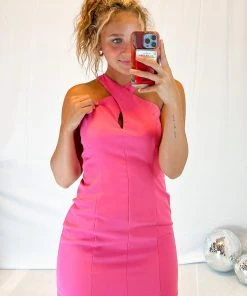 Do + Be Women's Clothing Doll Pink Cross Neck Dress