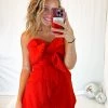 One And Only Collective Women's Clothing Red Strapless Envelope Romper 1 One And Only Collective Women's Clothing Red Strapless Envelope Romper
