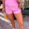 Very J Pink Smocked High Waisted Athletic Shorts