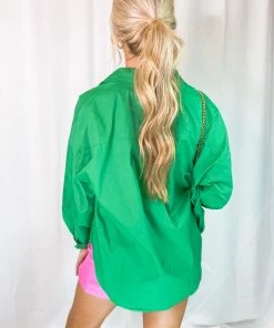 Le Lis Women's Clothing Green Oversized Button Down Shirt 8 Le Lis Women's Clothing Green Oversized Button Down Shirt