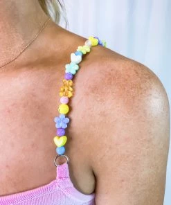 Blue Blush Pink Beaded Gummy Bear Strap Knit Dress