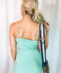 Blue Blush Women's Clothing Mint Green Beaded Gummy Bear Strap Knit Dress