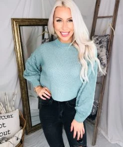 HYFVE Green Dot Sleeve Knit Sweater Women's Clothing