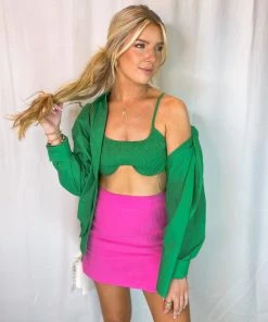 Le Lis Green Smocked Bralette Top