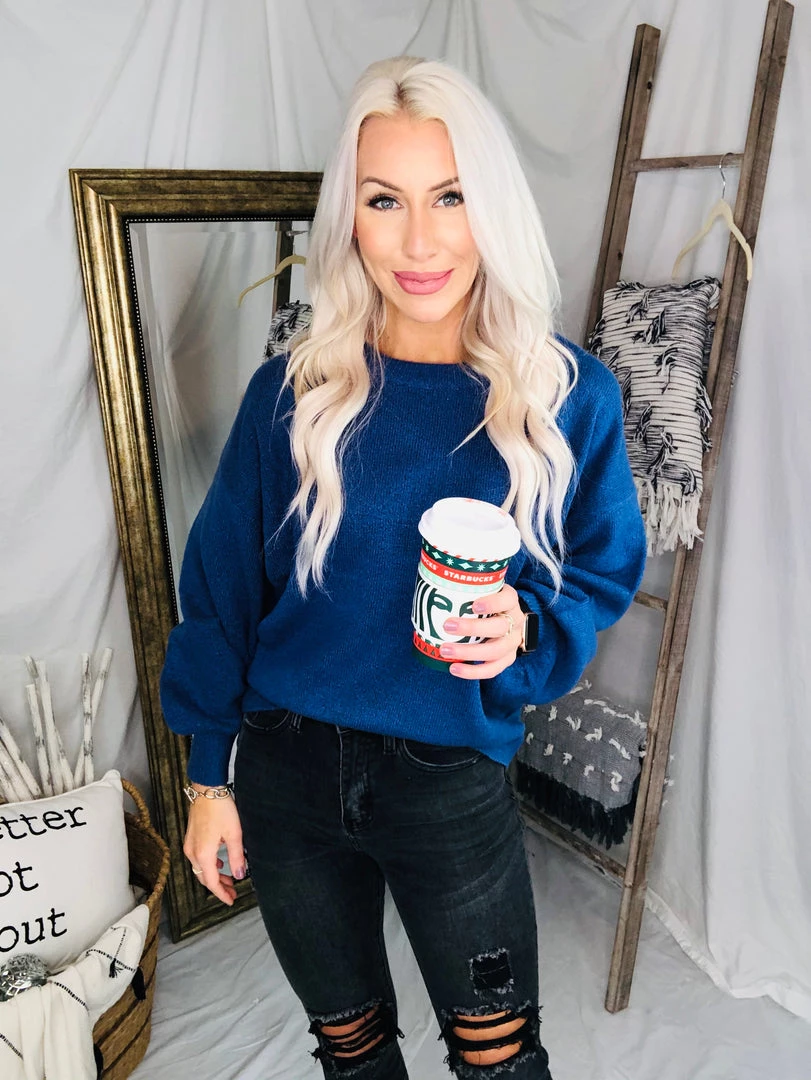 HYFVE Oversized Balloon Sleeve Knit Sweater - Indigo 4 HYFVE Oversized Balloon Sleeve Knit Sweater - Indigo