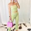Le Lis Women's Clothing Green Gingham Corset Tube Top 2 Le Lis Women's Clothing Green Gingham Corset Tube Top