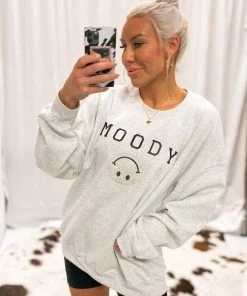 Vintage Distressed Women's Clothing Moody Grey Crewneck Sweatshirt