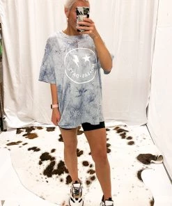 Vintage Distressed No Bad Days Blue Tie Dye Graphic Tee