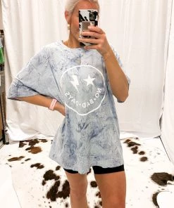 Vintage Distressed No Bad Days Blue Tie Dye Graphic Tee