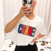 Kendry Collection Boutique Multi Color Chenille Patch Graphic Tee 1 Kendry Collection Boutique Multi Color Chenille Patch Graphic Tee