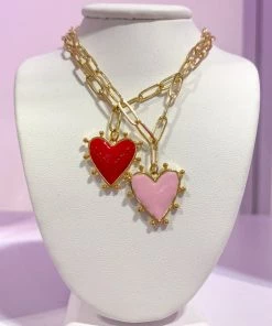 Lauren Kenzie Jewelry Lauren Kenzie Pink Studded Heart Necklace