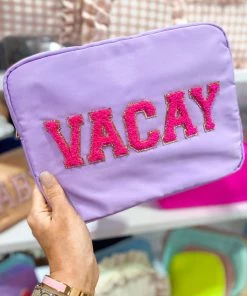 The Sandy Pearls Lavender VACAY Patch Jumbo Nylon Bag New Arrivals