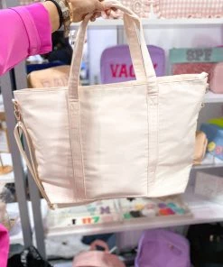 The Sandy Pearls New Arrivals Cream Nylon Tote Bag