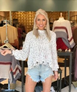 Women's Clothing Distressed Confetti POL Sweater