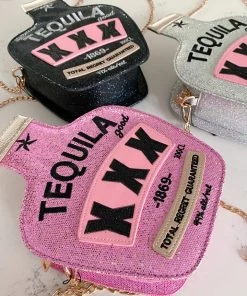 Golden Stella Tequila Glitter Crossbody Purse