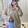 POL Gold Sequin Button Down Blouse