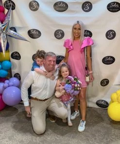 TCEC Women's Clothing Pink Ruffle Sleeve T-Shirt Dress