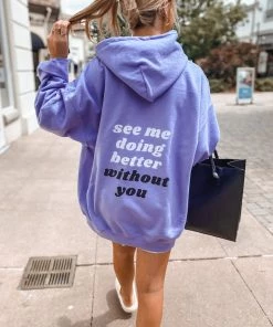 Vintage Distressed Purple Better Without You Hoodie