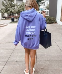 Vintage Distressed Purple Better Without You Hoodie