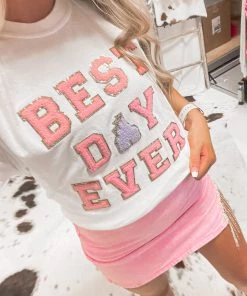 Dash Forward Women's Clothing Best Day Ever Chenille Patch Graphic Tee