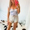 Blue Blush Light Purple Satin Ruched Crop Tank Women's Clothing