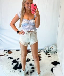 Blue Blush Light Purple Satin Ruched Crop Tank Women's Clothing