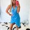 Do + Be Aqua Blue V-Neck Wrap Dress