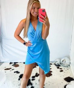 Do + Be Aqua Blue V-Neck Wrap Dress