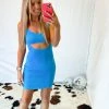 Blue Blush Blue Cutout Bodycon Dress