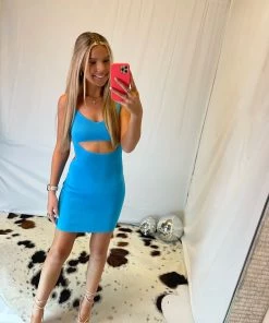 Blue Blush Blue Cutout Bodycon Dress