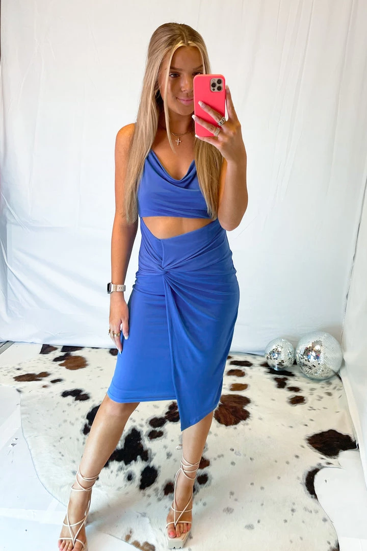 One And Only Collective Blue Cowl Neck Midi Dress 4 One And Only Collective Blue Cowl Neck Midi Dress