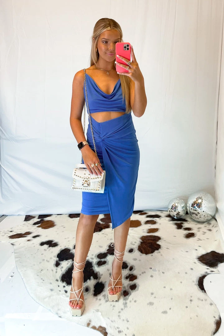 One And Only Collective Blue Cowl Neck Midi Dress 5 One And Only Collective Blue Cowl Neck Midi Dress