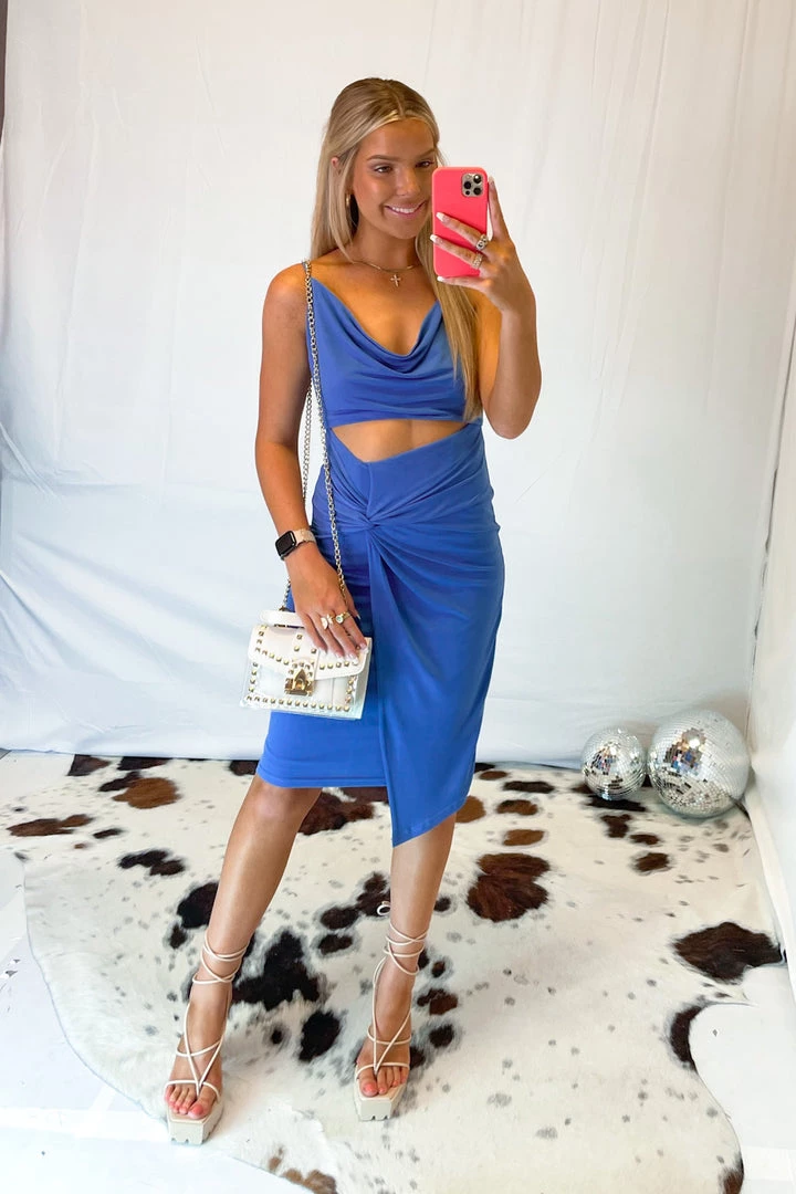One And Only Collective Blue Cowl Neck Midi Dress 3 One And Only Collective Blue Cowl Neck Midi Dress