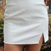 Wild Honey Women's Clothing White Faux Leather Front Slit Mini Skirt
